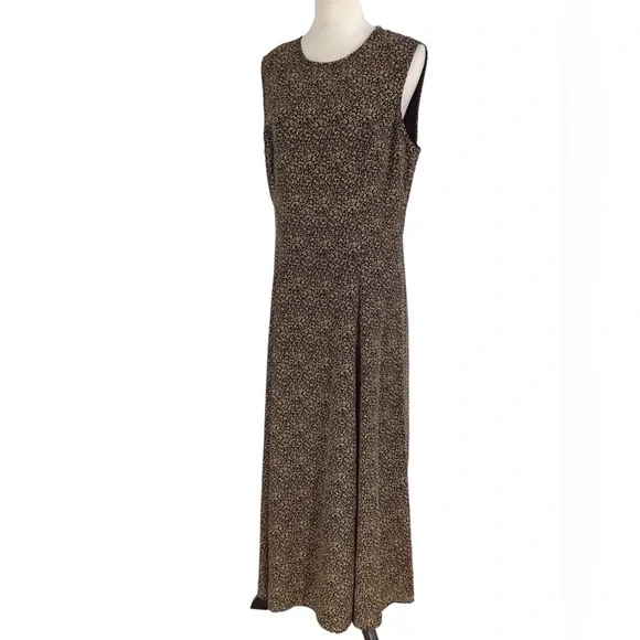 David Warren Black Taupe Vintage Sleeveless Maxi Dress Size 14 NWT - Picture 2 of 11